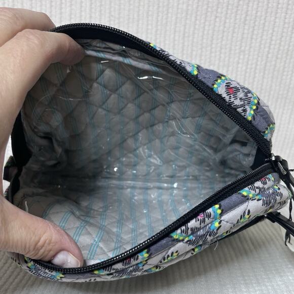 NWT Vera Bradley Iconic Medium Cosmetic Bag Travel Case in Paisley Stripes Gray - Picture 3 of 4